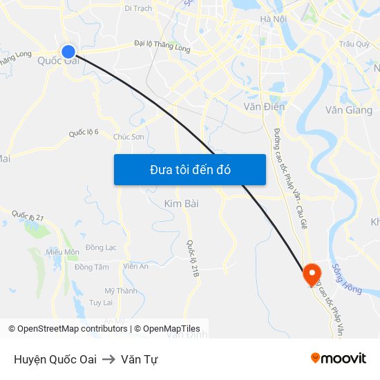 Huyện Quốc Oai to Văn Tự map