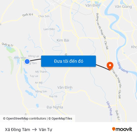 Xã Đồng Tâm to Văn Tự map