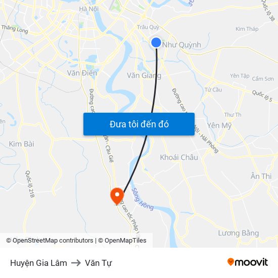 Huyện Gia Lâm to Văn Tự map