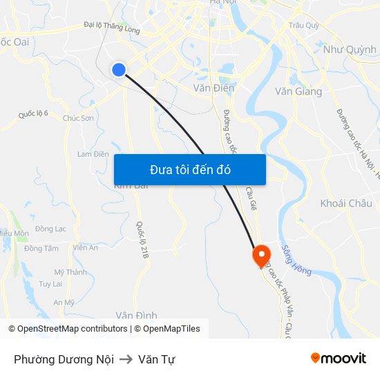 Phường Dương Nội to Văn Tự map