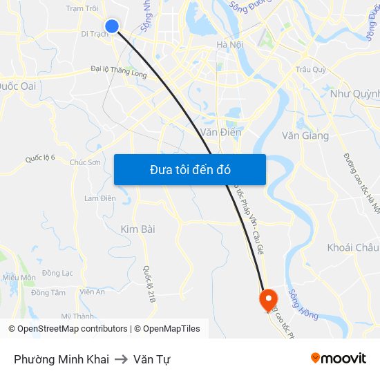 Phường Minh Khai to Văn Tự map
