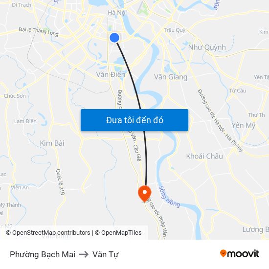 Phường Bạch Mai to Văn Tự map