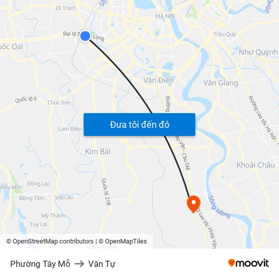 Phường Tây Mỗ to Văn Tự map