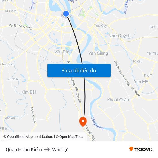 Quận Hoàn Kiếm to Văn Tự map