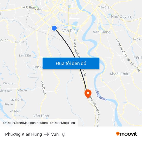 Phường Kiến Hưng to Văn Tự map
