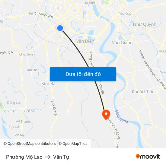 Phường Mộ Lao to Văn Tự map