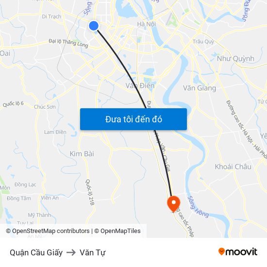 Quận Cầu Giấy to Văn Tự map