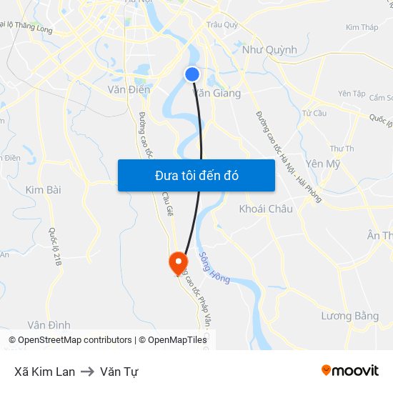 Xã Kim Lan to Văn Tự map