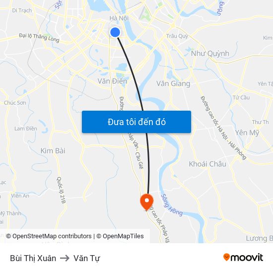 Bùi Thị Xuân to Văn Tự map