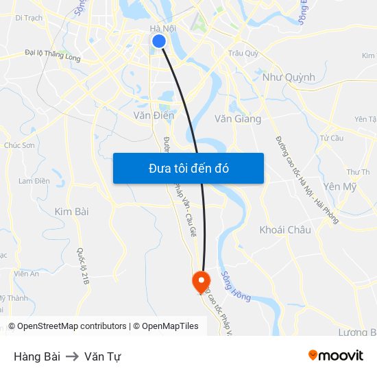 Hàng Bài to Văn Tự map