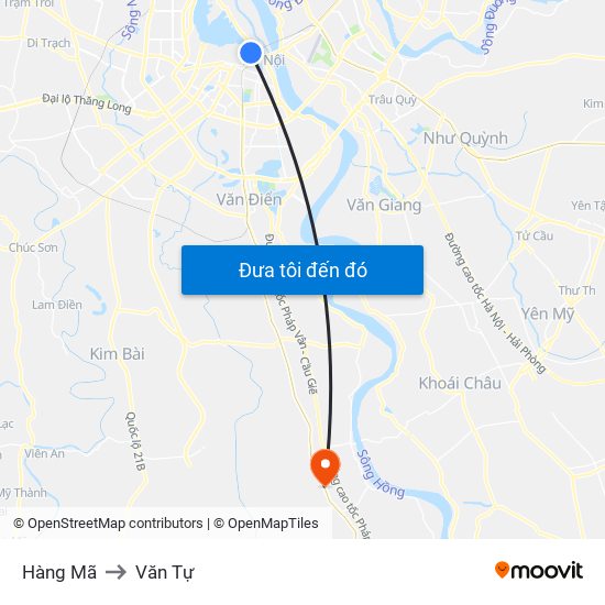 Hàng Mã to Văn Tự map