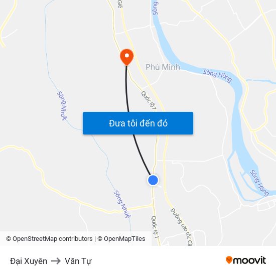 Đại Xuyên to Văn Tự map