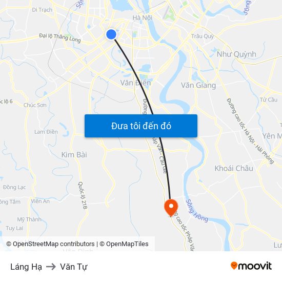 Láng Hạ to Văn Tự map