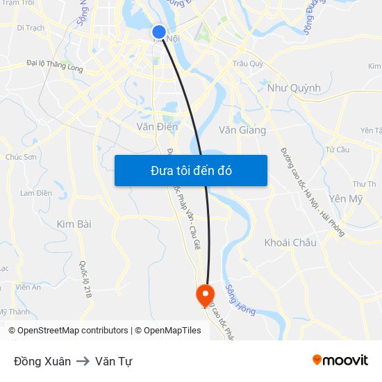 Đồng Xuân to Văn Tự map
