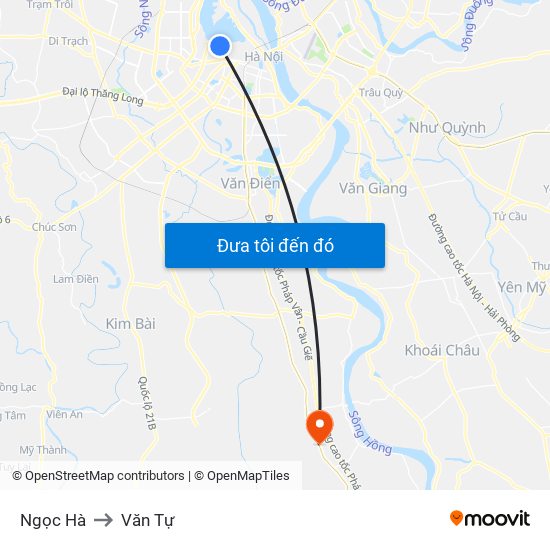 Ngọc Hà to Văn Tự map