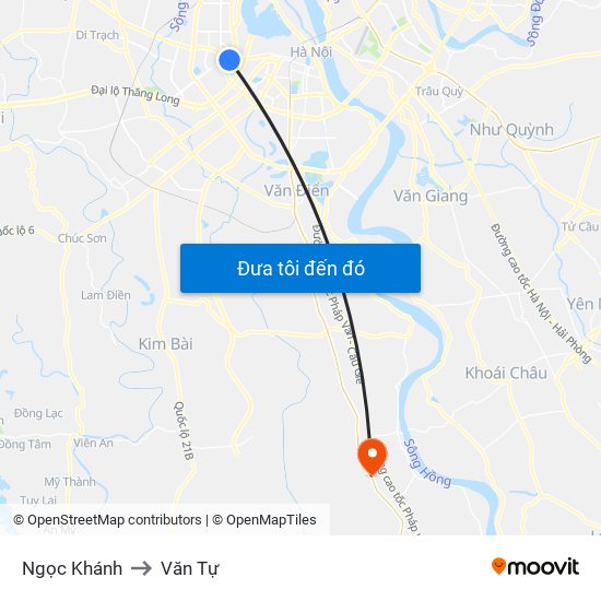 Ngọc Khánh to Văn Tự map