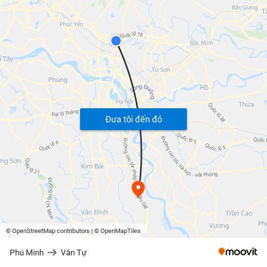Phú Minh to Văn Tự map