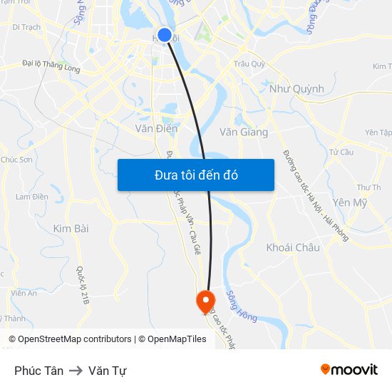 Phúc Tân to Văn Tự map