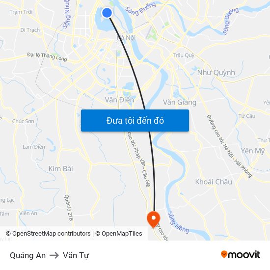 Quảng An to Văn Tự map