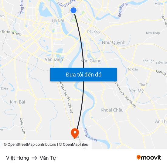 Việt Hưng to Văn Tự map