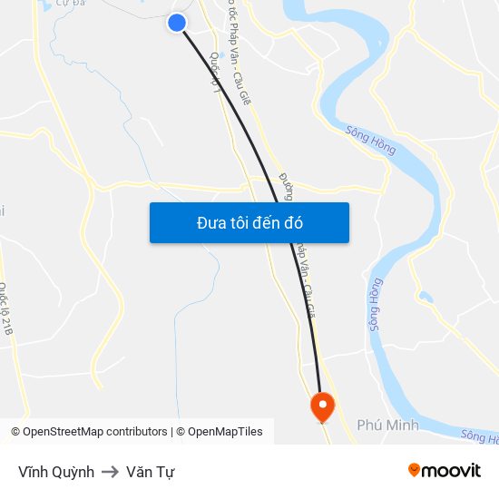 Vĩnh Quỳnh to Văn Tự map