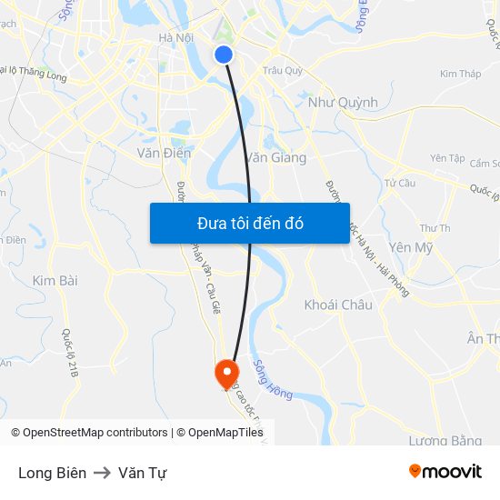 Long Biên to Văn Tự map