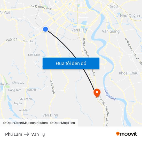 Phú Lãm to Văn Tự map