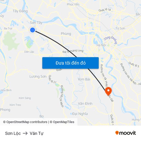 Sơn Lộc to Văn Tự map