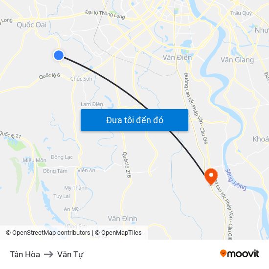 Tân Hòa to Văn Tự map