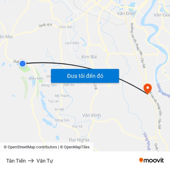 Tân Tiến to Văn Tự map