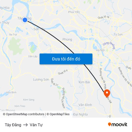 Tây Đằng to Văn Tự map