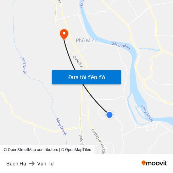 Bạch Hạ to Văn Tự map