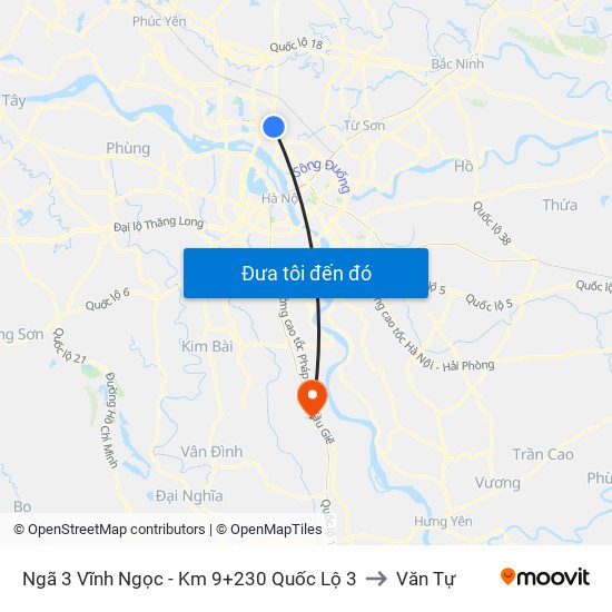 Ngã 3 Vĩnh Ngọc - Km 9+230 Quốc Lộ 3 to Văn Tự map