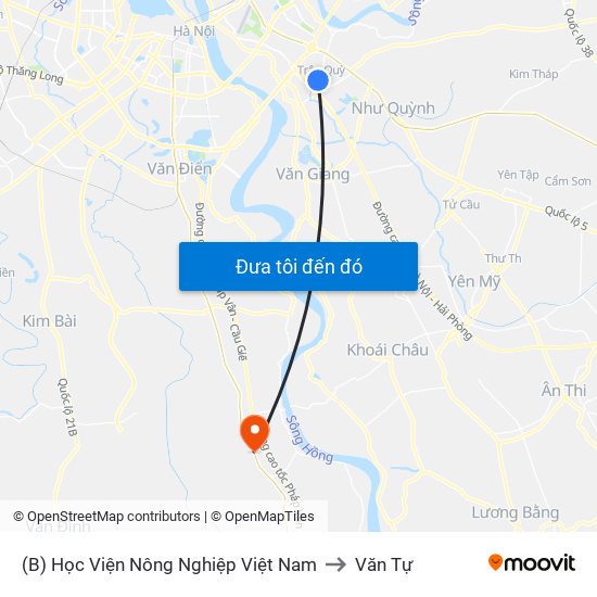 (B) Học Viện Nông Nghiệp Việt Nam to Văn Tự map
