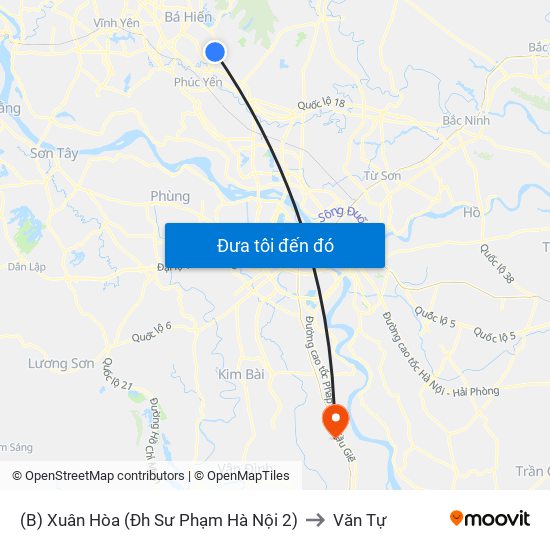 (B) Xuân Hòa (Đh Sư Phạm Hà Nội 2) to Văn Tự map