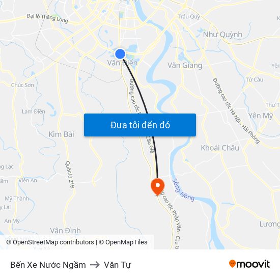 Bến Xe Nước Ngầm to Văn Tự map