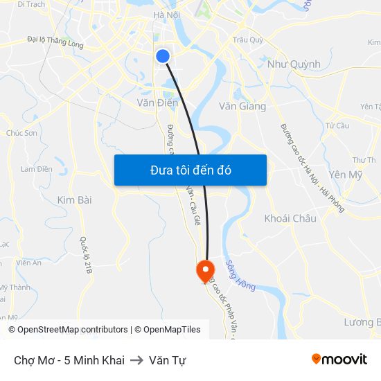 Chợ Mơ - 5 Minh Khai to Văn Tự map