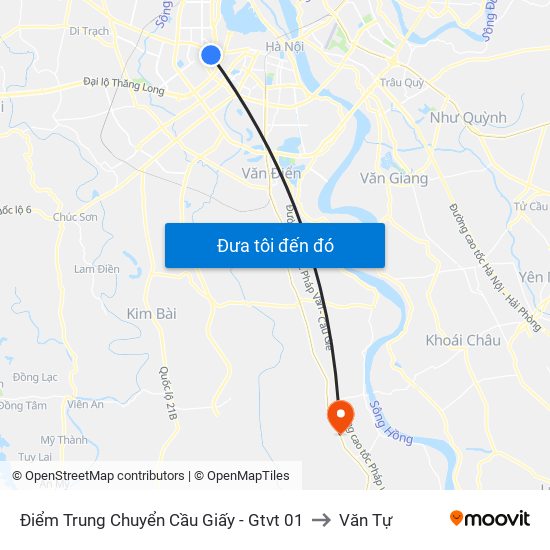 Điểm Trung Chuyển Cầu Giấy - Gtvt 01 to Văn Tự map