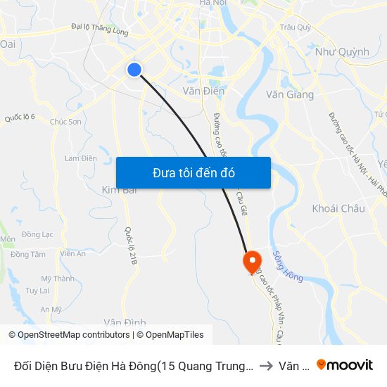 Đối Diện Bưu Điện Hà Đông(15 Quang Trung Hà Đông) to Văn Tự map