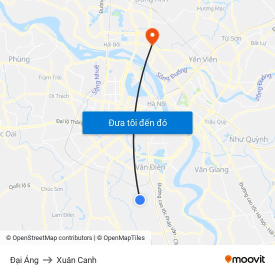 Đại Áng to Xuân Canh map