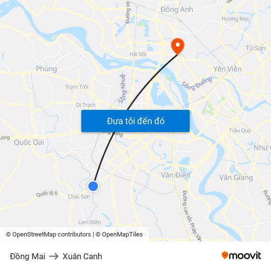 Đồng Mai to Xuân Canh map