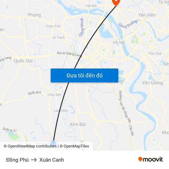 Đồng Phú to Xuân Canh map