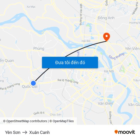Yên Sơn to Xuân Canh map
