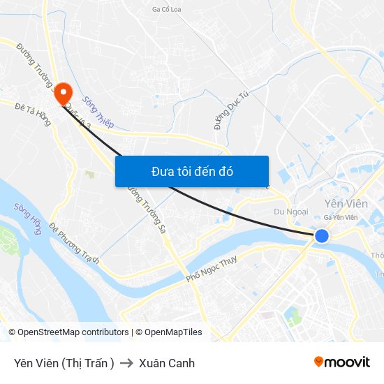 Yên Viên (Thị Trấn ) to Xuân Canh map