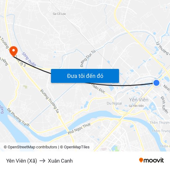 Yên Viên (Xã) to Xuân Canh map