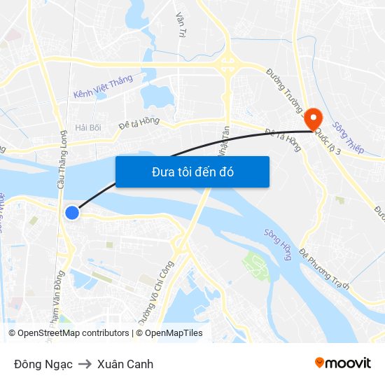 Đông Ngạc to Xuân Canh map