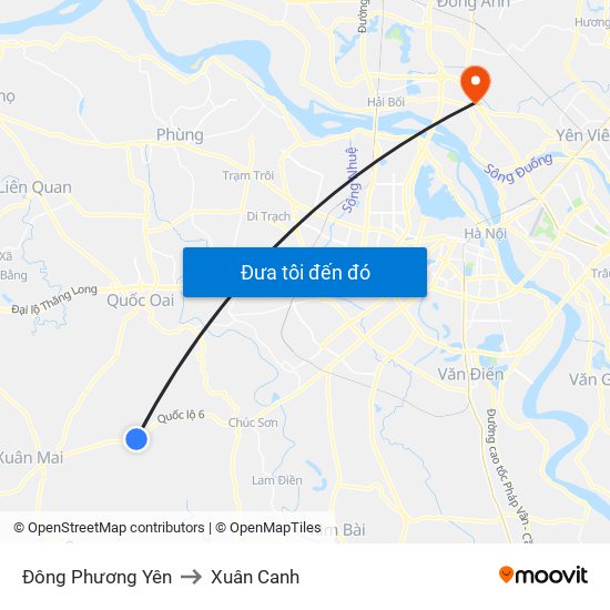 Đông Phương Yên to Xuân Canh map