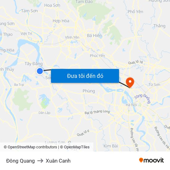 Đông Quang to Xuân Canh map