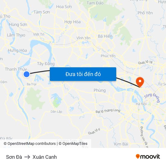 Sơn Đà to Xuân Canh map