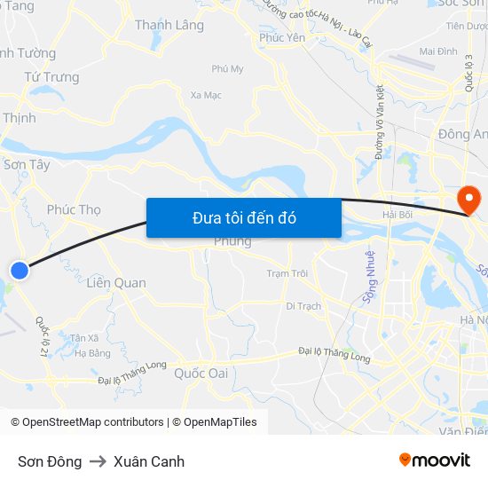 Sơn Đông to Xuân Canh map